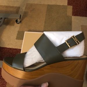Michael Kors army green wedges, size 9